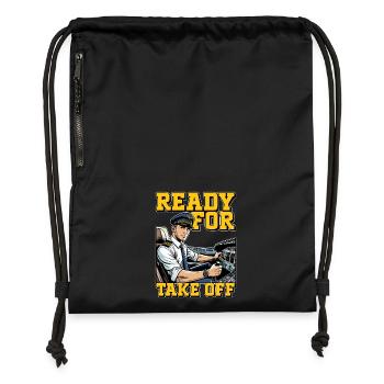 Flight Instructor Ready For Take Off Pilot School - Gymsac made from recycled material - black - Front
