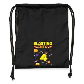 Lancement de la fusée pour son quatrième anniversaire - Sac à cordon en polyester recyclé - noir - Devant