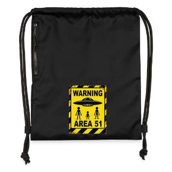 Area 51 UFO Warning – Enter at Your Own Risk - Gymsac made from recycled material - black - Front