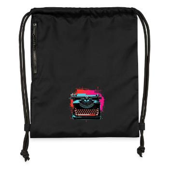 Typewriter Retrowave - Gymsac made from recycled material - black - Front