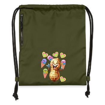 Filles Garçons Enfants Enfant Teen Cacahuète Glace Années 80 - Sac à cordon en polyester recyclé - military green - Devant