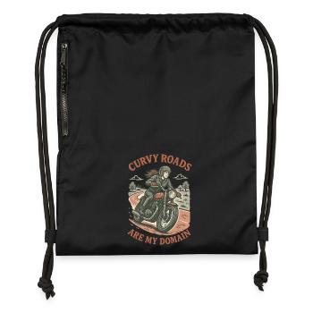Curvy Roads Are My Domain Motorcycle Biker - Gymsac made from recycled material - black - Front