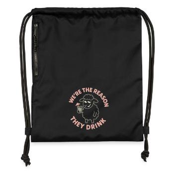 Drôle de mouton noir cousin famille excentrique - Sac à cordon en polyester recyclé - noir - Devant