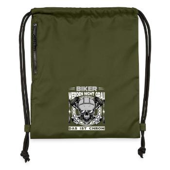 Biker Motorradfahrer Motorrad Geschenke Geburtstag - Turnbeutel aus Recycling-Material - military Green - Vorne