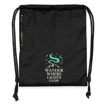 Aurores boréales, aurores boréales, paysage nocturne arctique - Sac à cordon en polyester recyclé - military green - Devant