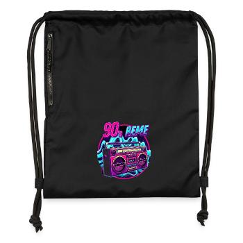 90s - Neon Boombox Retro Music Style - Gymsac made from recycled material - black - Front