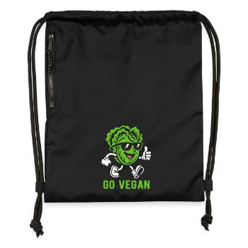 Salade - Go Vegan - Régime végétalien - Sac à cordon en polyester recyclé - noir - Devant