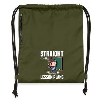 STRAIGHT OUTTA UNTERRICHTSPLÄNE - LEHRER-GESCHENK - Turnbeutel aus Recycling-Material - military Green - Vorne