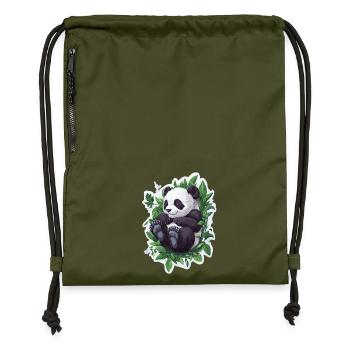Cute Panda Bear - Gymsac made from recycled material - military green - Front