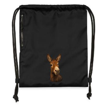 Funny Donkey Look Cartoon - Gymsac made from recycled material - black - Front