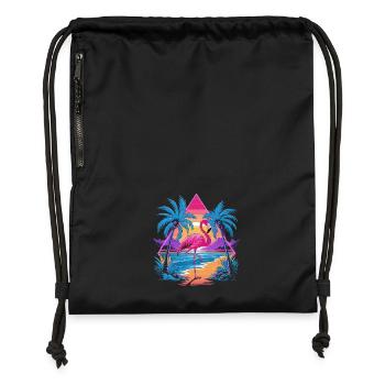 Flamingo Beach Paradise Retro Tropical - Gymsac made from recycled material - black - Front