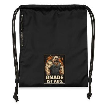 Muscular fighting dog with saying mercy is out - Gymsac made from recycled material - military green - Front