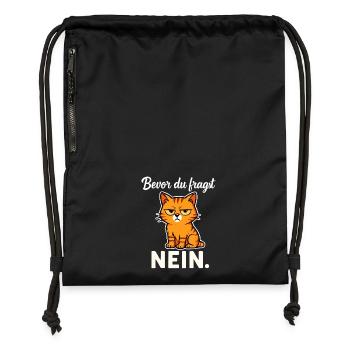 Before you ask – No! Sarcastic Cat - Gymsac made from recycled material - military green - Front