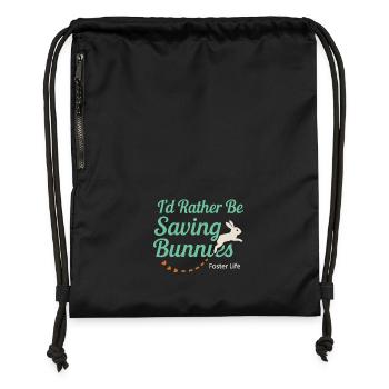 Bunny Mom Rabbit Rescue Adopt, Buy - Gymsac made from recycled material - black - Front