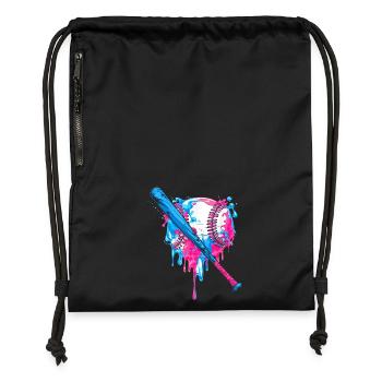 Vibrant baseball heart splash design - Gymsac made from recycled material - black - Front