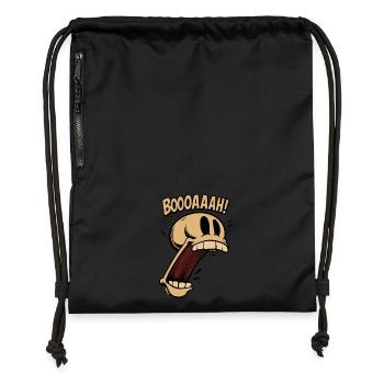 Schreiender Cartoon Totenkopf mit offenem Mund - Turnbeutel aus Recycling-Material - Schwarz - Vorne