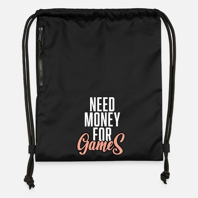 Besoin d’argent pour les jeux - Sac à cordon en polyester recyclé - noir