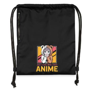 A girl loves anime - just a girl - Gymsac made from recycled material - military green - Front