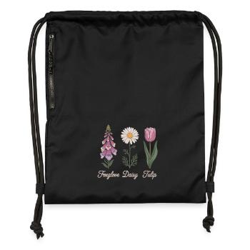 Foxglove Daisy Tulip Blumen Shirt - Turnbeutel aus Recycling-Material - Schwarz - Vorne