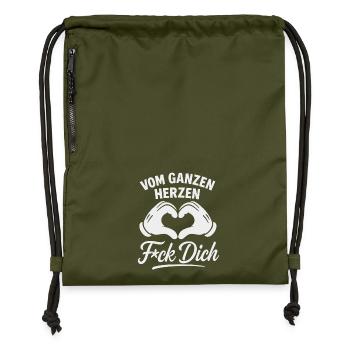 Vom Herzen F*ck Dich – Sarkasmus Shirt - Turnbeutel aus Recycling-Material - military Green - Vorne