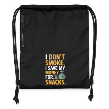 Je ne fume pas J’économise mon argent Collations Non-fumeur - Sac à cordon en polyester recyclé - noir - Devant