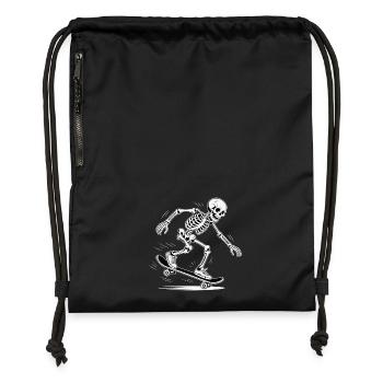 Skull Skeleton Skateboard Design - Gymsac made from recycled material - military green - Front