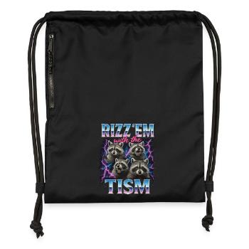 Rizz Tism Waschbären Meme Blitze - Turnbeutel aus Recycling-Material - Schwarz - Vorne