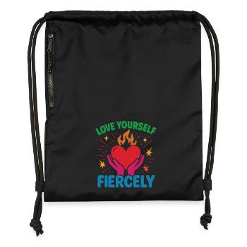 Love Yourself Fiercely Mindfulness Affirmation - Gymsac made from recycled material - black - Front