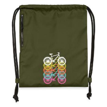 Cycling Retro Vintage - Gymsac made from recycled material - military green - Front