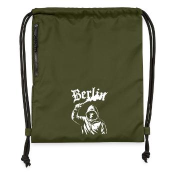 Revolte Streetart Hoodie Design - Turnbeutel aus Recycling-Material - military Green - Vorne