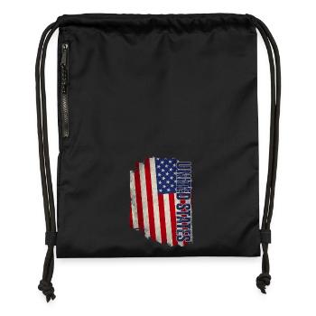 Drapeau des États-Unis, grunge vintage - Sac à cordon en polyester recyclé - noir - Devant