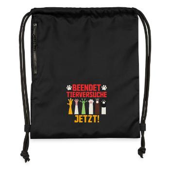 Animal welfare END ANIMAL TESTING NOW FUNNY - Gymsac made from recycled material - black - Front