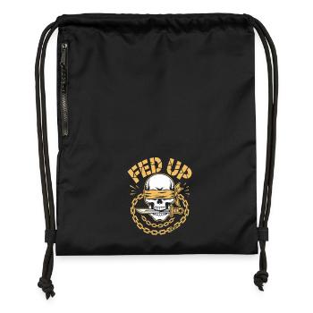 Rebellious Pirate Skull with Gold Chain - Gymsac made from recycled material - black - Front
