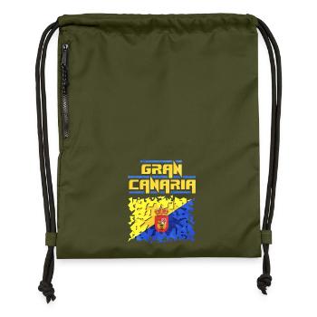 Gran Canaria Flag Puzzle Design - Gymsac made from recycled material - military green - Front