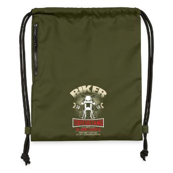 58. Geburtstag Motorradfahrer Motorrad - Turnbeutel aus Recycling-Material - military Green - Vorne