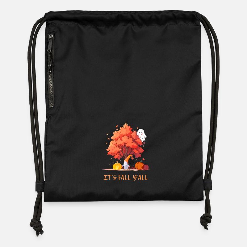 C’est l’automne Y’all Citrouille Gnome Arbre d’automne - Sac à cordon en polyester recyclé - noir