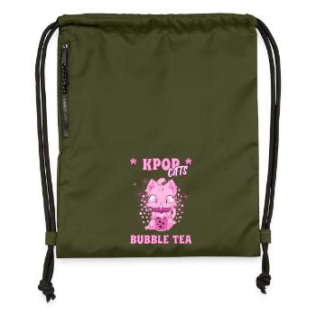 K-Pop Chaton au Bubble Tea Corée du Sud Séoul - Sac à cordon en polyester recyclé - military green - Devant
