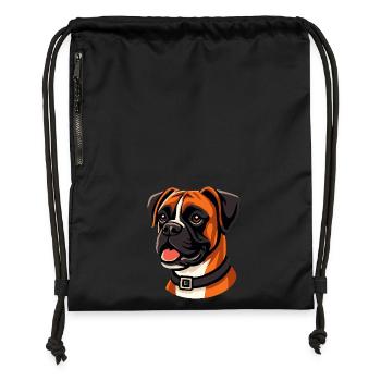 Expressive Boxer Dog Portrait - Gymsac made from recycled material - black - Front