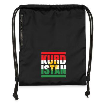 Drapeau du Kurdistan avec motif soleil - Sac à cordon en polyester recyclé - noir - Devant