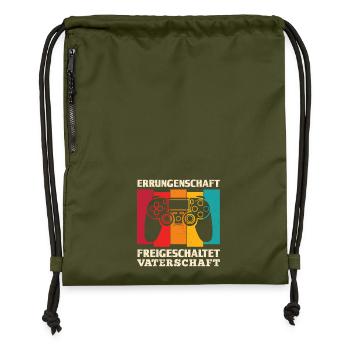 Werdender Vater ERRUNGENSCHAFT FREIGESCHALTET - Turnbeutel aus Recycling-Material - military Green - Vorne