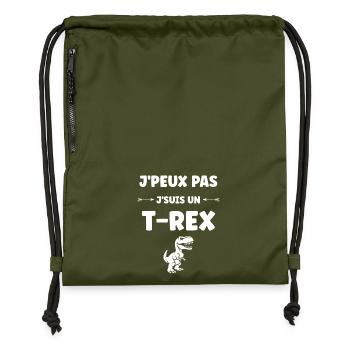 T-Rex Humoristique et Décontracté - Sac à cordon en polyester recyclé - military green - Devant