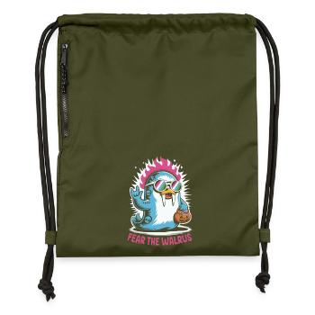 Walrus Punk Rocker Halloween - Gymsac made from recycled material - military green - Front