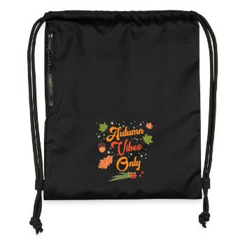 Autumn-Vibes-Only-Dozy-Fall-Leaves-Seasonal-Out - Sac à cordon en polyester recyclé - noir - Devant