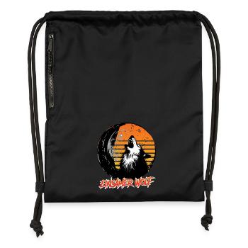 Wolf Spirit LONE WOLF Retro Funny - Gymsac made from recycled material - black - Front