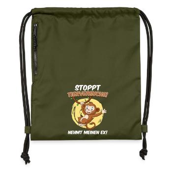Animal welfare STOP ANIMAL TESTING TAKE MY EX - Gymsac made from recycled material - military green - Front