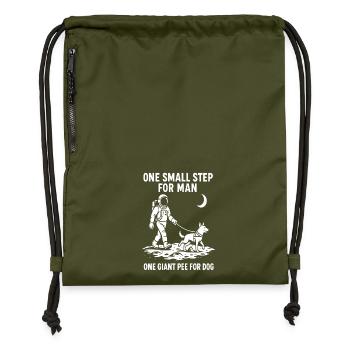 Aventure spatiale avec un chien et un astronaute - Sac à cordon en polyester recyclé - military green - Devant