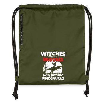 Witches and Dinosaurs Halloween - Gymsac made from recycled material - military green - Front