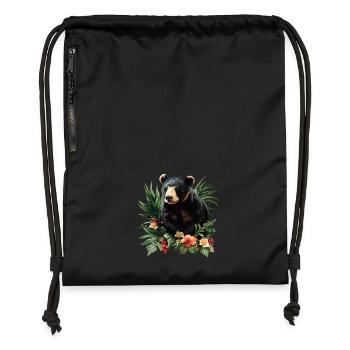 Sun Bear Malaienbär - Turnbeutel aus Recycling-Material - Schwarz - Vorne