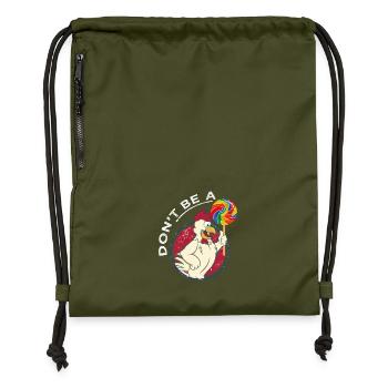 Don't Be A Cock Sucker Funny Rooster Lollipop - Gymsac made from recycled material - military green - Front