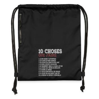 10 Things I Love Retro Music Vinyls - Gymsac made from recycled material - black - Front